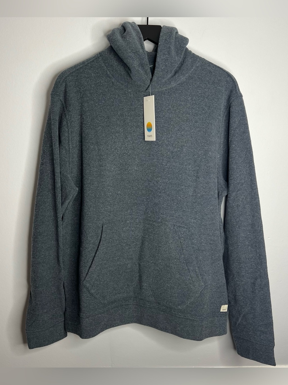 Vuori Beach Fleece Pullover Hoodie Mens Large Ink Heather Grey V2058 NWT